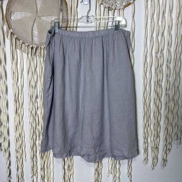 Flax Pants - Flax Dove Gray Elastic Waist Linen Shorts with Pockets 3G (3X)